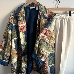 Lightweight Quilted Silk Jacket - Cottagecore Boho Patchwork